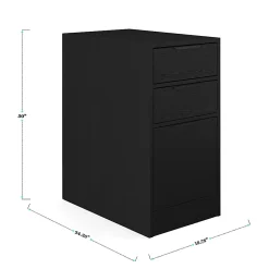 Martha Stewart Kayden Home Office Modular Single-Drawer Desk with Dual 3 Drawer File Cabinets, Black