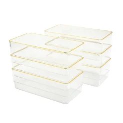 Martha Stewart Kerry Plastic Stackable Office Desk Drawer Organizers, 2