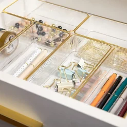 Martha Stewart Kerry Plastic Stackable Office Desk Drawer Organizers, 2