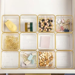 Martha Stewart Kerry Plastic Stackable Office Desk Drawer Organizers, 2