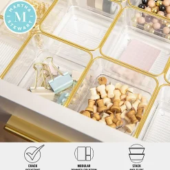Martha Stewart Kerry Plastic Stackable Office Desk Drawer Organizers, 2