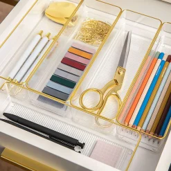 Martha Stewart Kerry Plastic Stackable Office Desk Drawer Organizers, 2