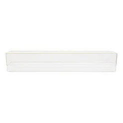 Martha Stewart Kerry Plastic Stackable Office Desk Drawer Organizers, 2"H x 6"W x 15"D, Clear/Gold Trim, Pack Of 2 Organizers
