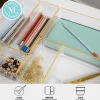 Martha Stewart Kerry Plastic Stackable Office Desk Drawer 8-Piece Organizer Set, Clear/Gold Trim