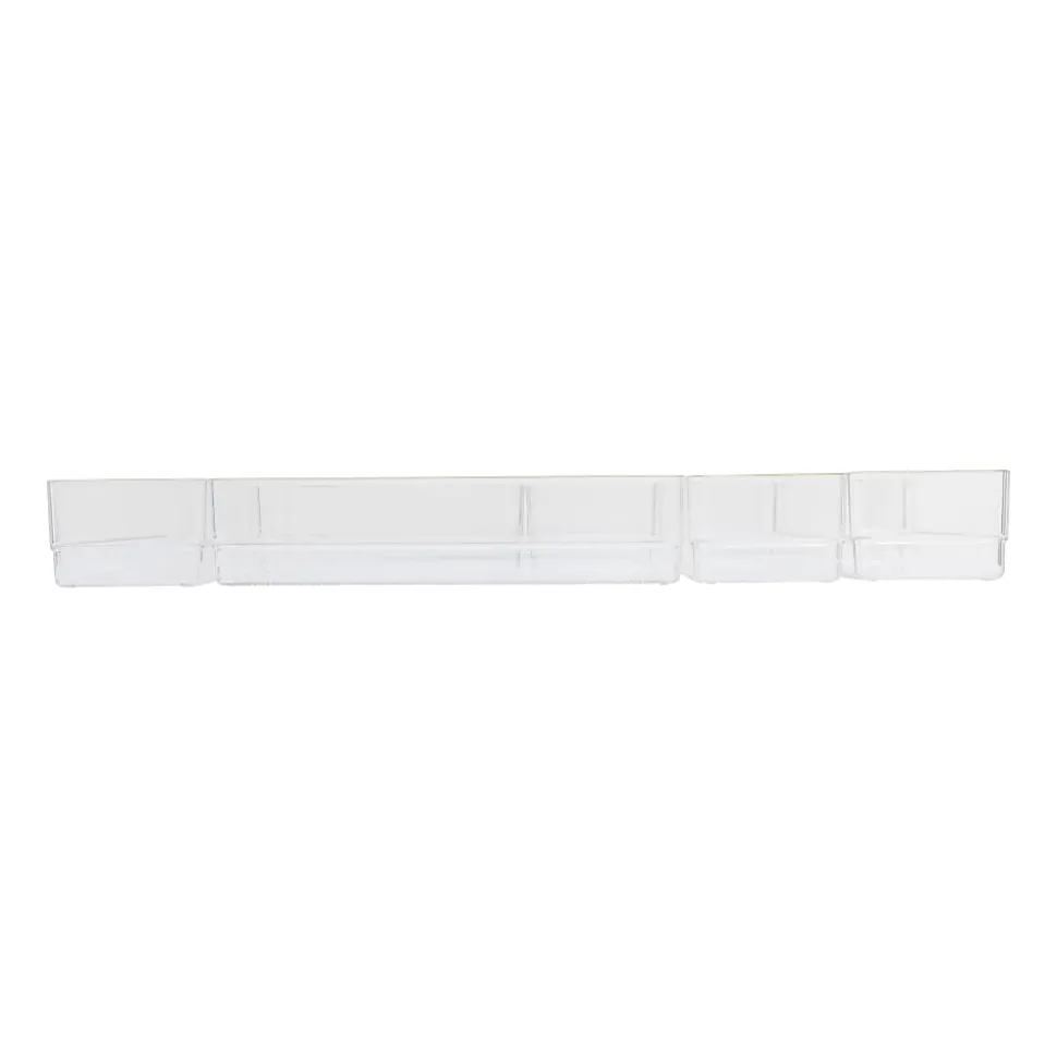 Martha Stewart Kerry Plastic Stackable Office Desk Drawer 8-Piece Organizer Set, Clear/Gold Trim
