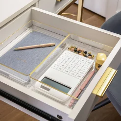 Martha Stewart Kerry Plastic Stackable Office Desk Drawer Organizers, 2