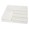 Martha Stewart Kerry Plastic Stackable Office Desk Drawer 5-Piece Organizer Set, Clear/Gold Trim