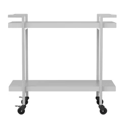 Martha Stewart Liam 2-Tier Office Storage And Printer Cart, Gray/Brushed Nickel