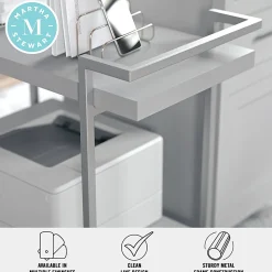 Martha Stewart Liam 2-Tier Office Storage And Printer Cart, Gray/Brushed Nickel