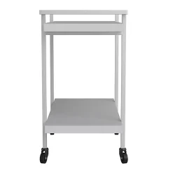 Martha Stewart Liam 2-Tier Office Storage And Printer Cart, Gray/Brushed Nickel