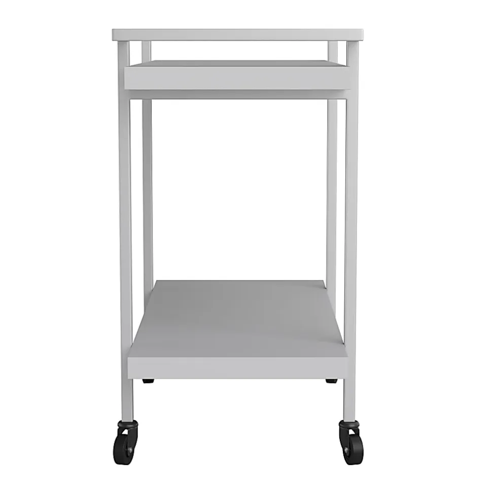 Martha Stewart Liam 2-Tier Office Storage And Printer Cart, Gray/Brushed Nickel