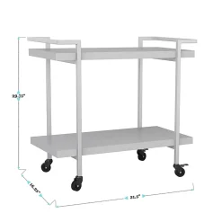 Martha Stewart Liam 2-Tier Office Storage And Printer Cart, Gray/Brushed Nickel