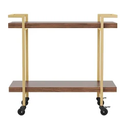Martha Stewart Liam 2-Tier Office Storage And Printer Cart, Walnut/Polished Brass