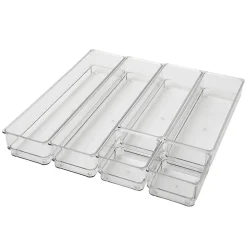 Martha Stewart Miles Plastic Stackable Office Desk Drawer 6-Piece Organizer Set, Clear