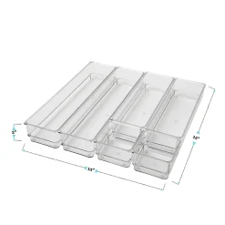 Martha Stewart Miles Plastic Stackable Office Desk Drawer 6-Piece Organizer Set, Clear