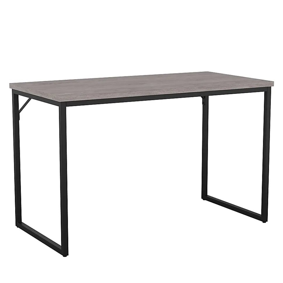 Martha Stewart Noah 47.25"W Home Office Parsons Computer Desk With Metal Frame, Gray/Oil Rubbed Bronze