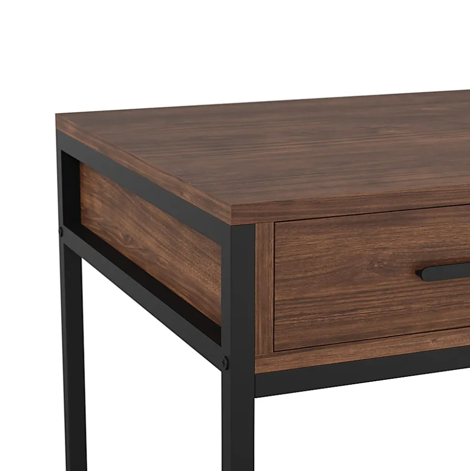 Martha Stewart Ollie Home 47-1/4"W Office Computer Desk With 3 Drawers, Walnut/Oil Rubbed Bronze