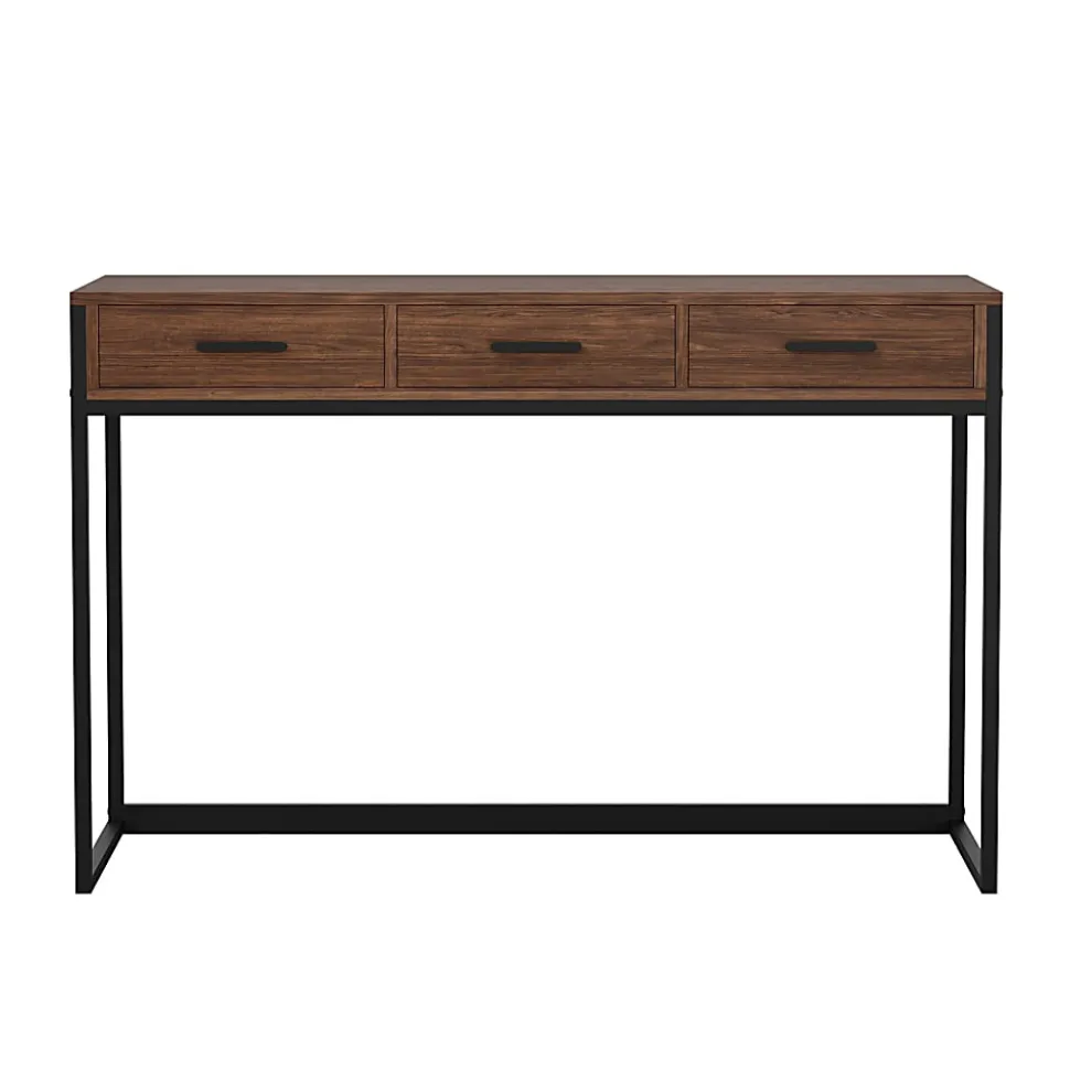 Martha Stewart Ollie Home 47-1/4"W Office Computer Desk With 3 Drawers, Walnut/Oil Rubbed Bronze