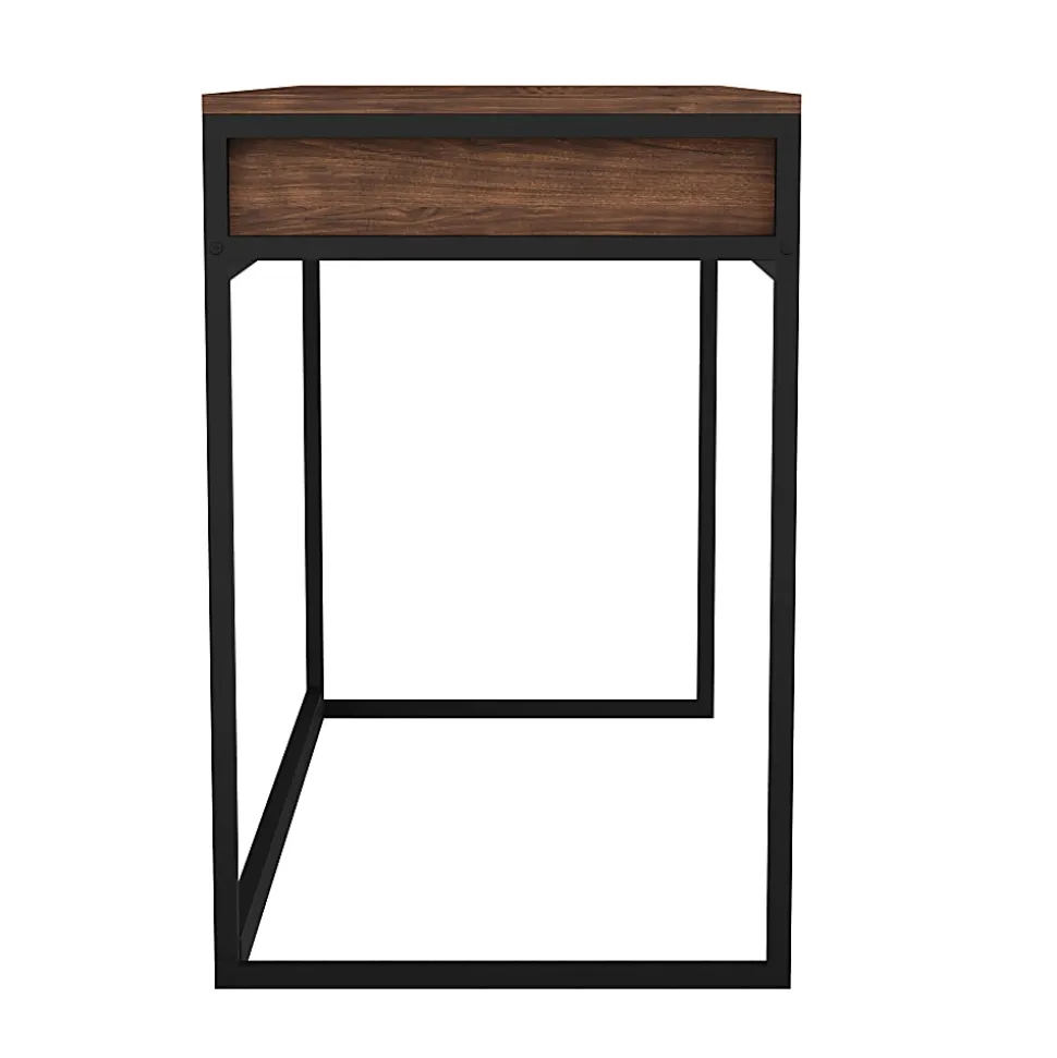 Martha Stewart Ollie Home 47-1/4"W Office Computer Desk With 3 Drawers, Walnut/Oil Rubbed Bronze