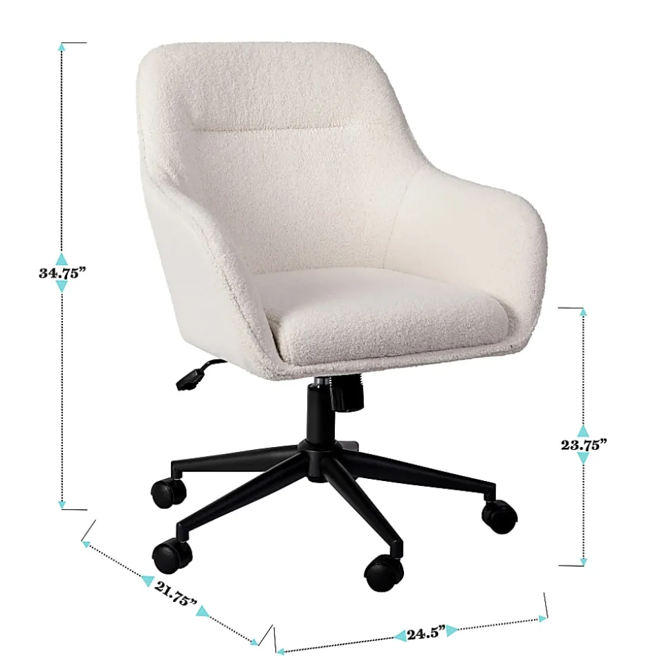 Martha Stewart Rayna Fabric Upholstered Mid-Back Office Task Chair, White/Oil-Rubbed Bronze