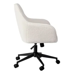Martha Stewart Rayna Fabric Upholstered Mid-Back Office Task Chair, White/Oil-Rubbed Bronze