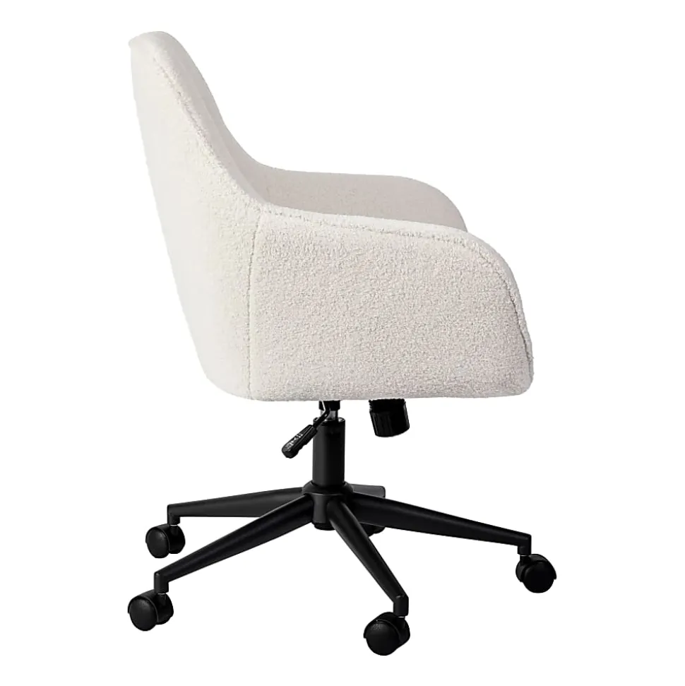 Martha Stewart Rayna Fabric Upholstered Mid-Back Office Task Chair, White/Oil-Rubbed Bronze