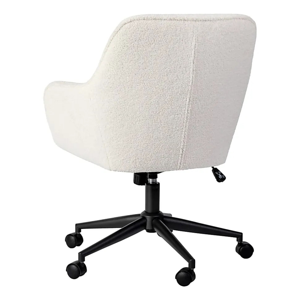 Martha Stewart Rayna Fabric Upholstered Mid-Back Office Task Chair, White/Oil-Rubbed Bronze