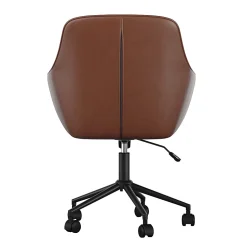 Martha Stewart Rayna Faux Leather Upholstered Mid-Back Office Task Chair, Saddle Brown/Oil-Rubbed Bronze
