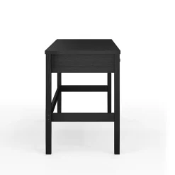 Martha Stewart Rhett Home Office 3 Drawer Desk with Tapered Legs, Black Frame/Oil Rubbed Bronzed Hardware