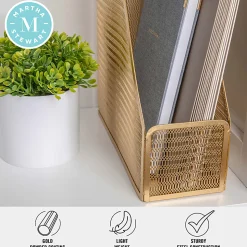 Martha Stewart Ryder Mesh Metal Single-Slot Magazine File Holder Desktop Organizer, 11-1/2
