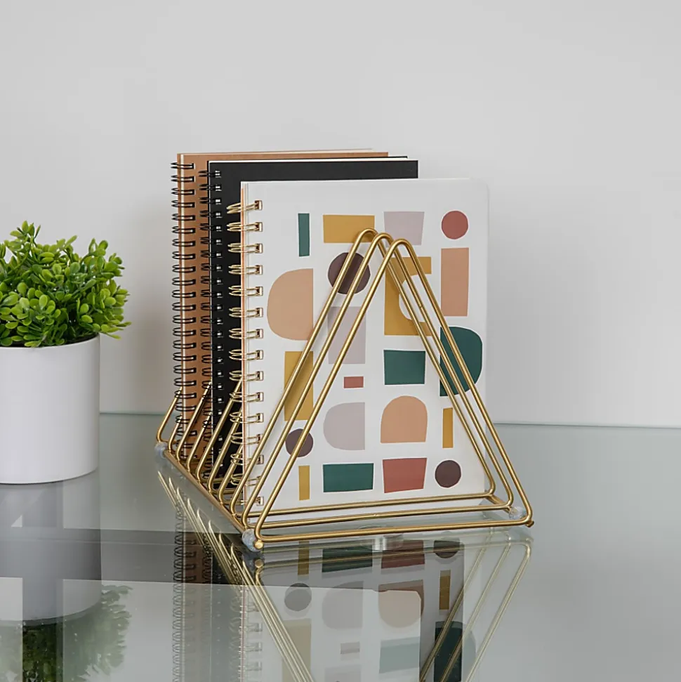 Martha Stewart Ryder Mesh Metal 9-Slot Triangle Magazine File Holder, 7"H x 10-1/4"W x 7"D, Gold
