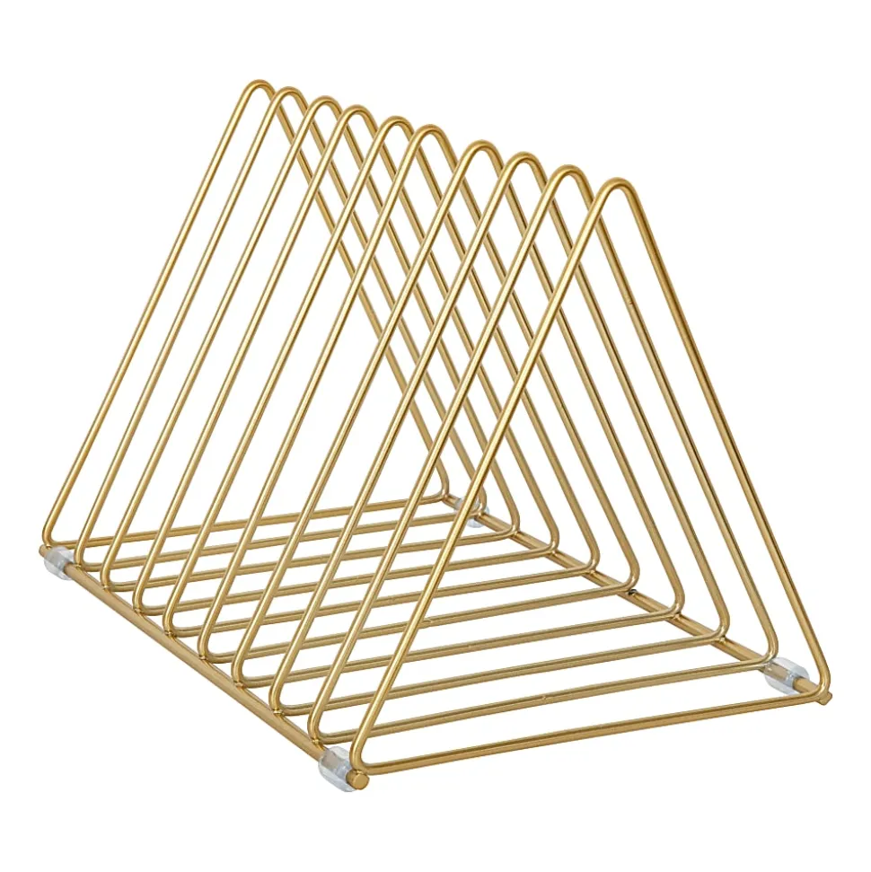 Martha Stewart Ryder Mesh Metal 9-Slot Triangle Magazine File Holder, 7"H x 10-1/4"W x 7"D, Gold