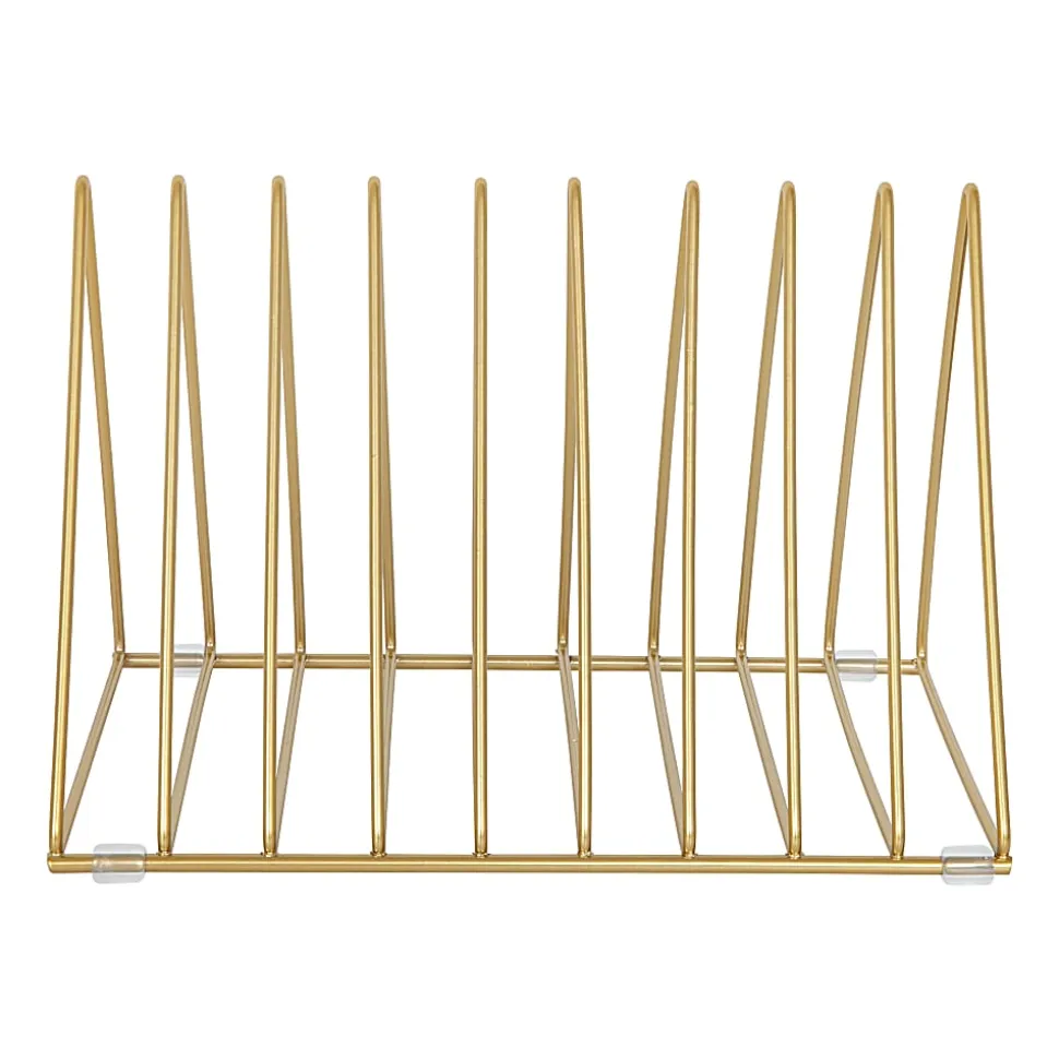 Martha Stewart Ryder Mesh Metal 9-Slot Triangle Magazine File Holder, 7"H x 10-1/4"W x 7"D, Gold