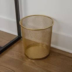 Martha Stewart Ryder Mesh Metal Trash Can, 4.5 Gallon, Gold