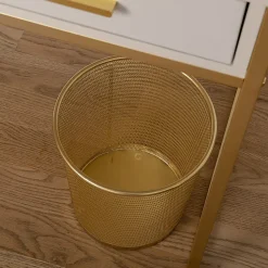 Martha Stewart Ryder Mesh Metal Trash Can, 4.5 Gallon, Gold