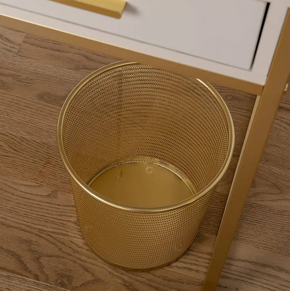 Martha Stewart Ryder Mesh Metal Trash Can, 4.5 Gallon, Gold