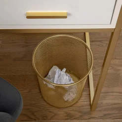 Martha Stewart Ryder Mesh Metal Trash Can, 4.5 Gallon, Gold