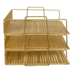 Martha Stewart Ryder 3-Tier Stackable Steel Mesh Desk Letter Tray Organizer, 7-3/4
