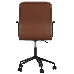 Martha Stewart Taytum Faux Leather Upholstered Mid-Back Executive Office Chair, Saddle Brown/Oil-Rubbed Bronze