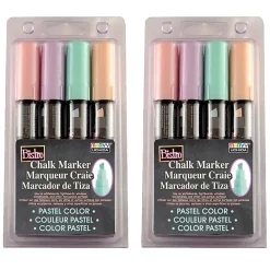 Marvy Uchida Bistro Chalk Markers, Chisel Tip, Assorted Colors, 4 Pens Per Pack, Set Of 2 Packs