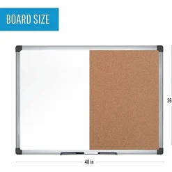 MasterVision® Cork/Non-Magnetic Melamine Dry-Erase Whiteboard Combination Board, 36
