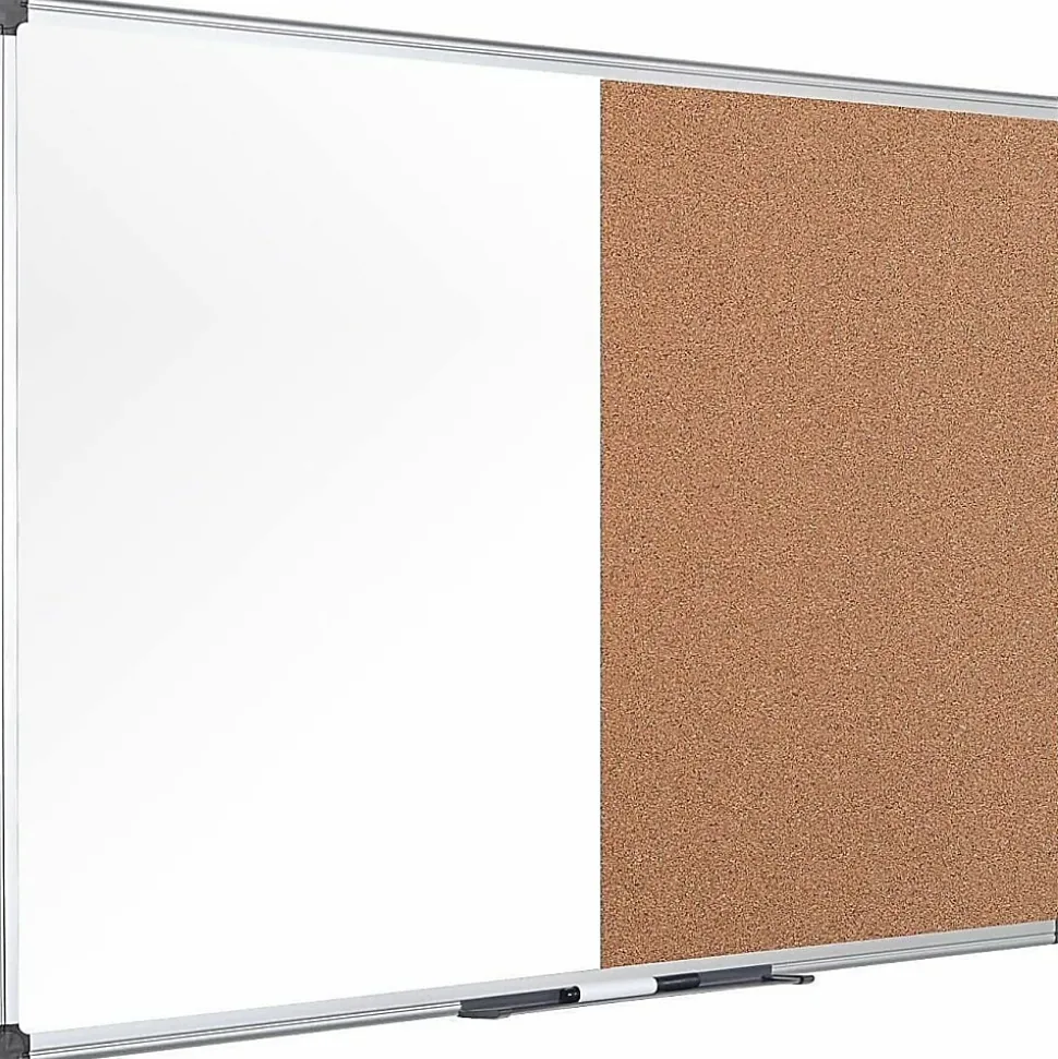 MasterVision® Cork/Non-Magnetic Melamine Dry-Erase Whiteboard Combination Board, 36" x 48", Silver Aluminum Frame