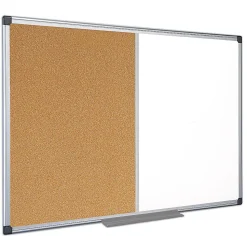 MasterVision® Cork/Non-Magnetic Melamine Dry-Erase Whiteboard Combination Board, 36