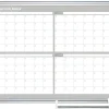 MasterVision® Dry-Erase Calendar Whiteboard With 4-Month Grid, 24” x 36”, Metal Frame With Gray Finish
