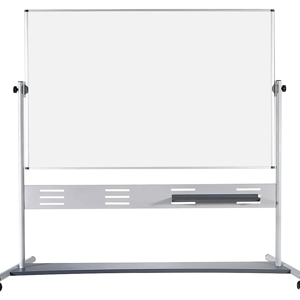 MasterVision® Gold Ultra™ Evolution Revolver Magnetic Mobile Dry-Erase Whiteboard Easel, 70" x 47", Aluminum Frame With Silver Finish