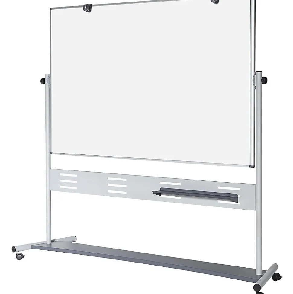 MasterVision® Gold Ultra™ Evolution Revolver Magnetic Mobile Dry-Erase Whiteboard Easel, 70" x 47", Aluminum Frame With Silver Finish