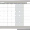 MasterVision® Gold Ultra™ Magnetic Dry-Erase Monthly Calendar Planning Board, Lacquered Steel, 48" x 36", White/Plate Gray, Silver Aluminum Frame
