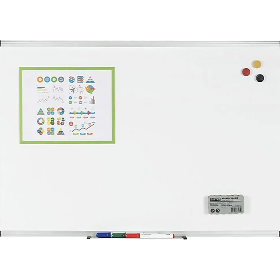 MasterVision® Maya Platinum Pure Magnetic Dry-Erase Whiteboard, 36" x 24", Aluminum Frame With Silver Finish