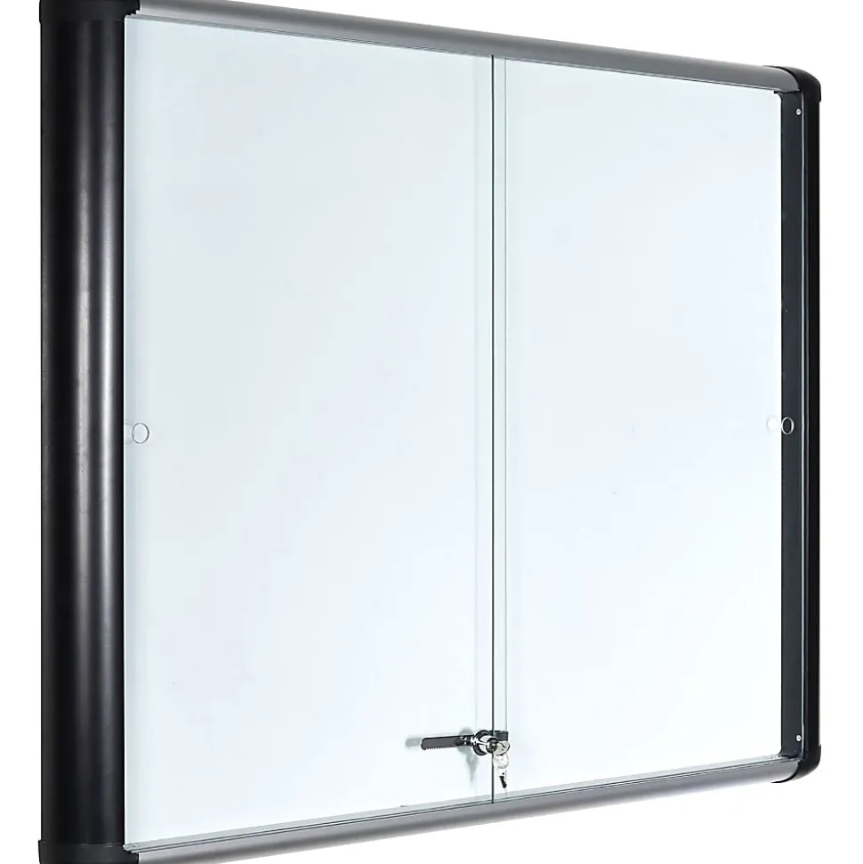 MasterVision® Platinum Pure Magnetic Dry-Erase Enclosed Whiteboard, Sliding Door, 36" x 48", Aluminum Frame With Silver Finish