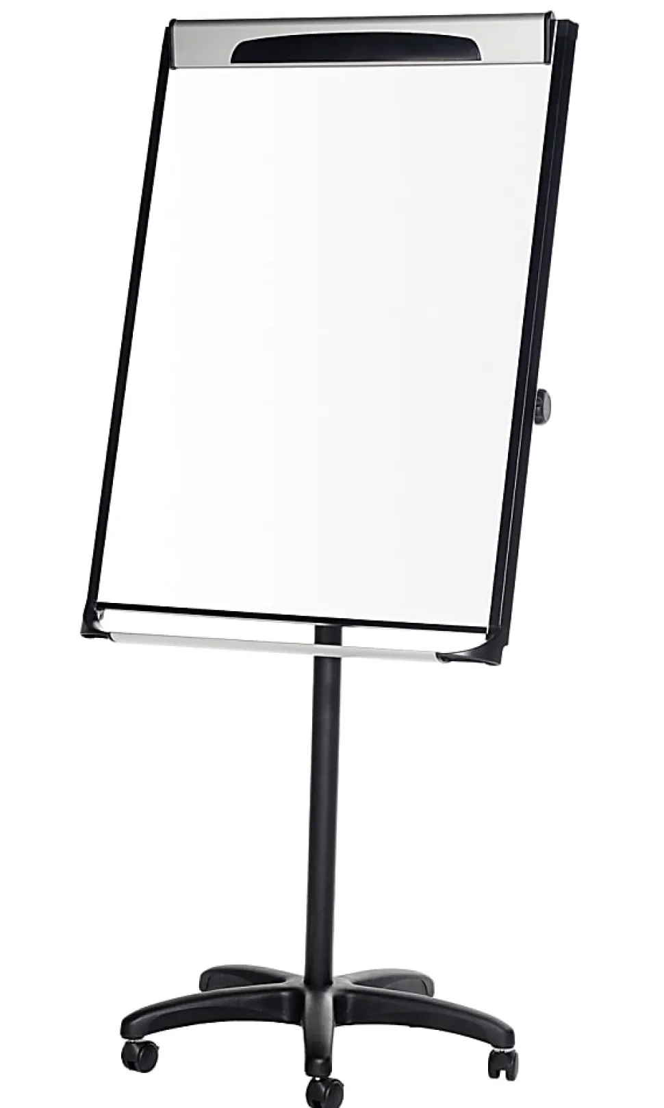 MasterVision® Platinum PureWhite™ Porcelain Magnetic Mobile Dry-Erase Whiteboard Easel, 29" x 41" Metal Frame With Black/Gray Finish
